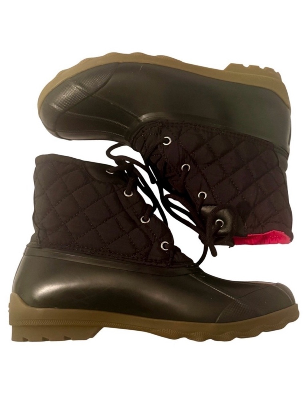 Sperry Black Quilted Duck Boots Waterproof Port Shoes Coastal Spring Transition